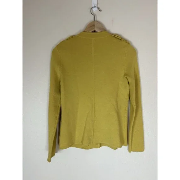 Talbots MERINO Wool MILITARY SWEATER JACKET Women’s Petite XS Yellow Good Button - Picture 2 of 3